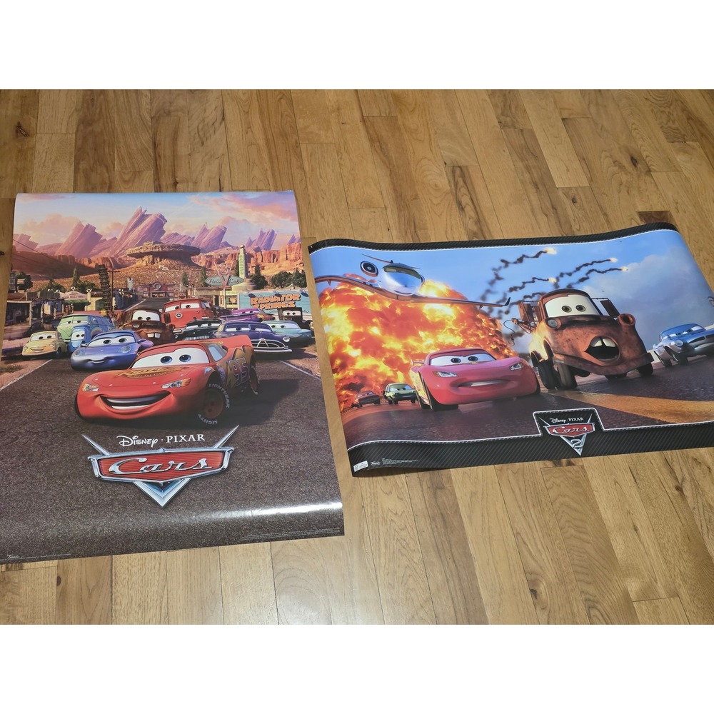 Disney Pixar Cars & Cars 2 Poster Lot Lightning McQueen Mater Trends 22x34